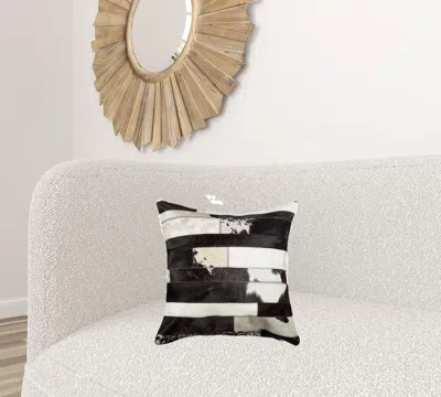 Homezia 18" X 18" X 5" Madrid White Torino Kobe Cowhide Pillow