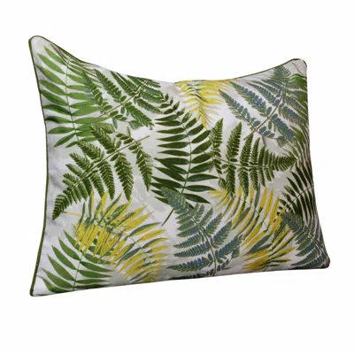 Homezia 14" X 20" Forest Green And Yellow Polyester Floral Zippered Pillow