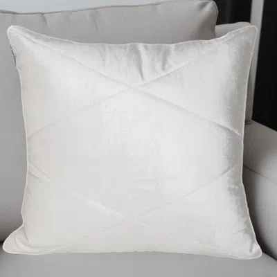 Homezia Quilted White Velvet Throw Pillow