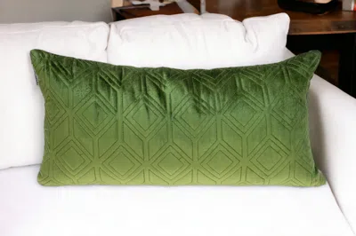 Homezia Tufted Diamonds Olive Velvet Lumbar Accent Pillow