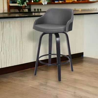 Homezia 26" Gray And Black Iron Swivel Low Back Counter Height Bar Chair