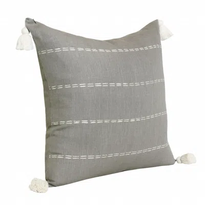 Homezia 20" X 20" Slate Gray Linen Striped Zippered Pillow