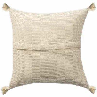 Homezia 18" X 18" Beige And Ivory 100% Cotton Striped Zippered Pillow