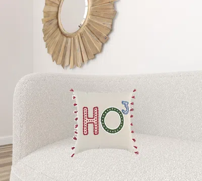 Homezia Beige Red Holiday Whimsical Throw Pillow