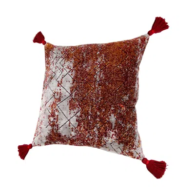 Homezia 20" X 20" Red Orange And Silver Viscose Geometric Zippered Pillow