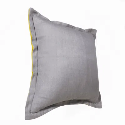 Homezia 20" X 20" Gray And Yellow Linen Zippered Pillow