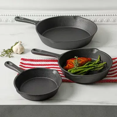 Quikfurn 3-piece Cast Iron Cookware Set With 8-inch 6-inch And 10-inch Skillet Frying Pan