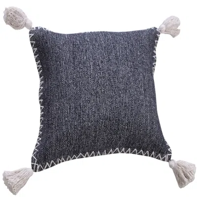 Homezia 20" X 20" Deep Blue And White 100% Cotton Zippered Pillow