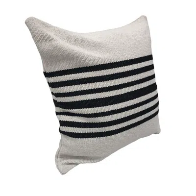 Homezia 22" X 22" Black And White Striped Cotton Zippered Pillow