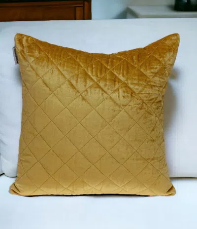 Homezia Tufted Diamond Yellow Ochre Transitional Square Pillow