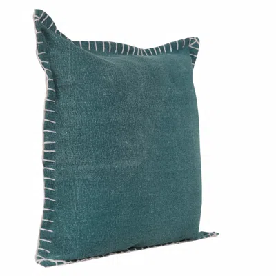 Homezia 20" X 20" Emerald Green 100% Cotton Zippered Pillow