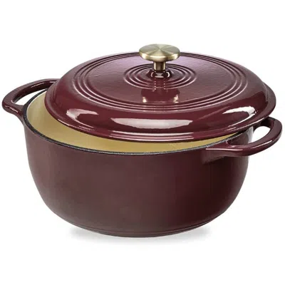 Quikfurn 6 Quart Large Maroon Cabernet Red Enamel Cast-iron Dutch Oven Kitchen Cookware