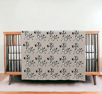 Homezia Grey Lots Of Zebras Woven Knitted Baby Blanket