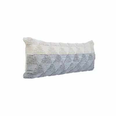 Homezia 14" X 36" Heathered Gray And Off-white 100% Cotton Geometric Zippered Pillow