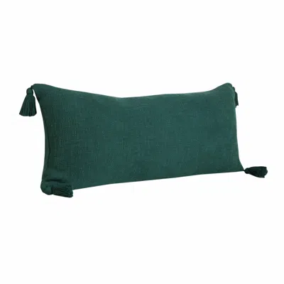 Homezia 14" X 36" Emerald Green 100% Cotton Zippered Pillow