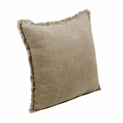 Homezia 20" X 20" Tan And Ivory Linen Zippered Pillow