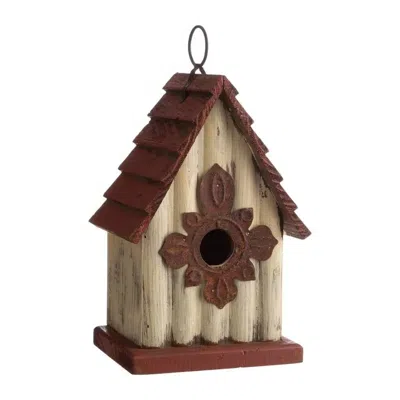 Quikfurn Outdoor A-frame Solid Wood Bird House With Terracotta Color Slatted Roof