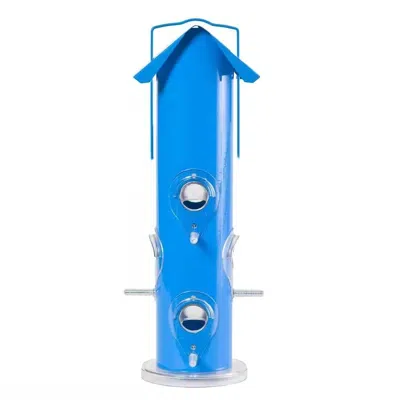 Quikfurn Outdoor Patio Garden 6-perch Metal Tube Bird Feeder In Blue