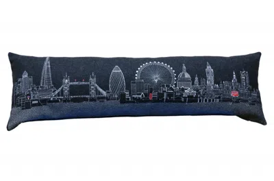 Homezia 46" Black London Nighttime Skyline Lumbar Decorative Pillow