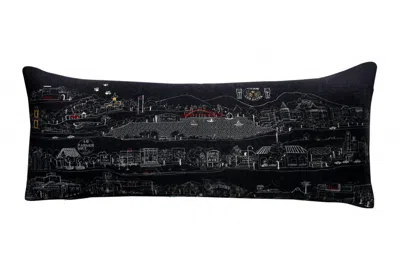 Homezia 35" Black Los Gatos Nighttime Skyline Lumbar Decorative Pillow