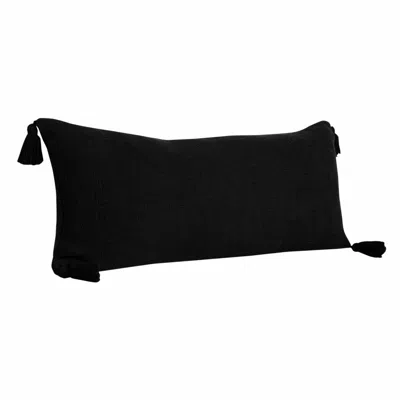 Homezia 14" X 36" Jet Black 100% Cotton Zippered Pillow