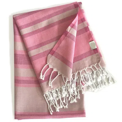 Homezia Shades Of Pink Striped Design Turkish Beach Blanket