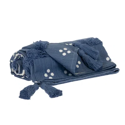Homezia Blue Woven Cotton Striped Throw Blanket
