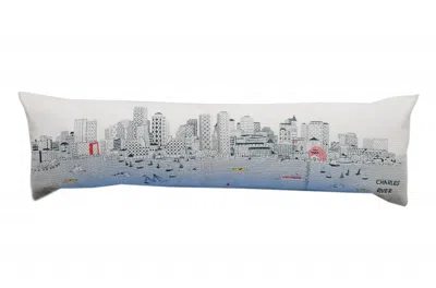 Homezia 46" White Boston Daylight Skyline Lumbar Decorative Pillow
