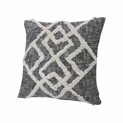 Homezia 20" X 20" Black And Cream 100% Cotton Geometric Zippered Pillow