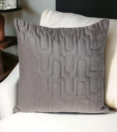 Homezia Geometric Lush Quilted Taupe Throw Pillow