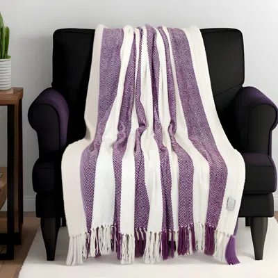 Homezia Purple Woven Cotton Throw Blanket