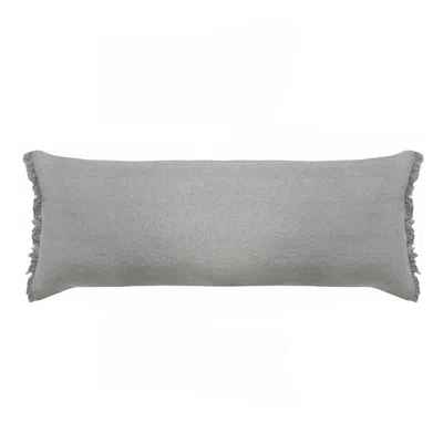 Homezia 14" X 36" Light Gray Stonewashed Cotton Throw Pillow With Fringe