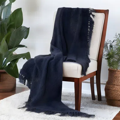 Homezia Indigo Woven 100% Cotton Throw Blanket