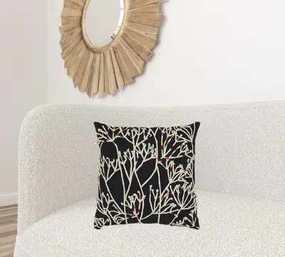 Homezia Black Cream Impressionistic Branch Throw Pillow