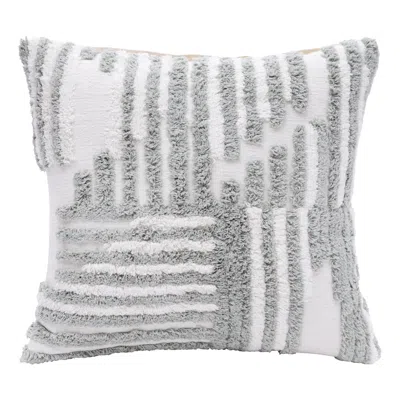 Homezia 22" Sage Green And White Geometric Cotton Throw Pillow