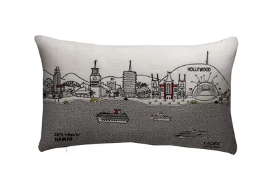Homezia 25" White Los Angeles Daylight Skyline Lumbar Decorative Pillow