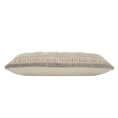 Homezia 14" X 36" Gray And Taupe 100% Cotton Geometric Zippered Pillow