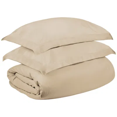 Homezia Ivory Twin Cotton Blend 400 Thread Count Washable Duvet Cover Set
