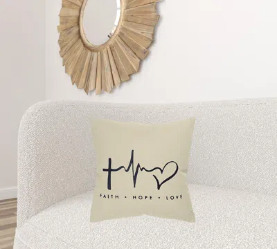 Homezia Black Taupe Canvas Iconic Symbols Throw Pillow