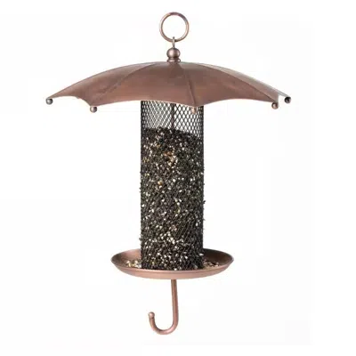 Quikfurn Copper Umbrella Bird Feeder With Mesh Tube Revivor - 3.5 Lbs. Seed Capacity