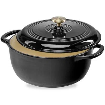 Quikfurn 6 Quart Large Black Enamel Cast-iron Dutch Oven Kitchen Cookware