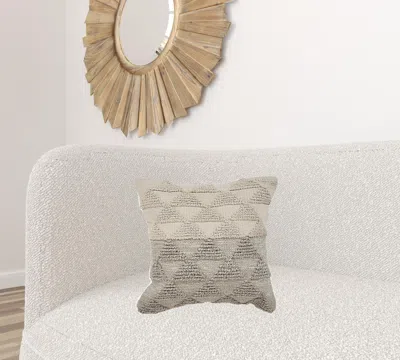 Homezia 18" X 18" Gray And Beige Geometric Cotton Zippered Pillow