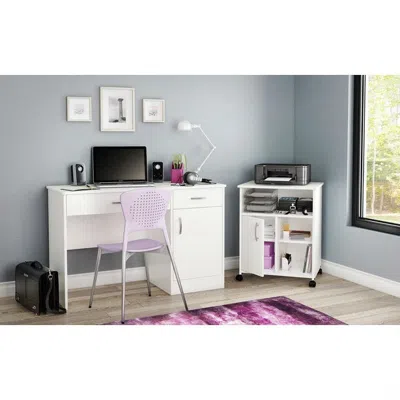 Quikfurn Modern Home Office Printer Stand Cart With Casters In White