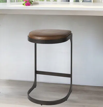 Homezia 29" Medium Brown Iron Backless Bar Chair