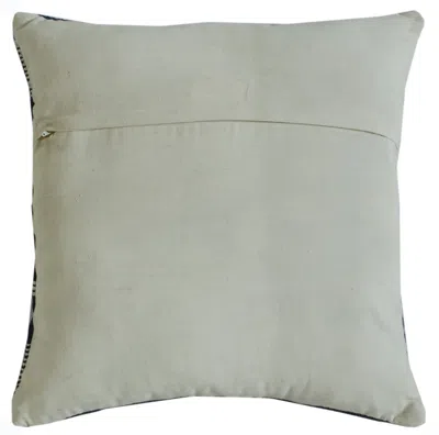 Homezia 20" X 20" Blue And Ivory 100% Cotton Geometric Zippered Pillow