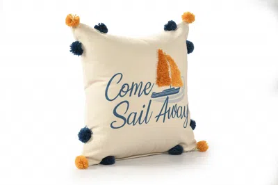 Homezia 20" X 20" Navy And Orange Polyester Tropical Zippered Pillow