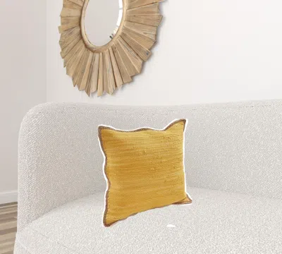 Homezia 20" X 20" Yellow And Beige Cotton Blend Zippered Pillow