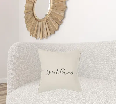 Homezia Gray And Cream Canvas Gather Decorative Throw Pillow