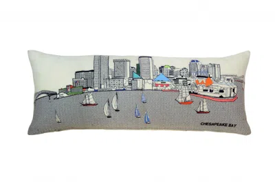 Homezia 35" White Baltimore Daylight Skyline Lumbar Decorative Pillow
