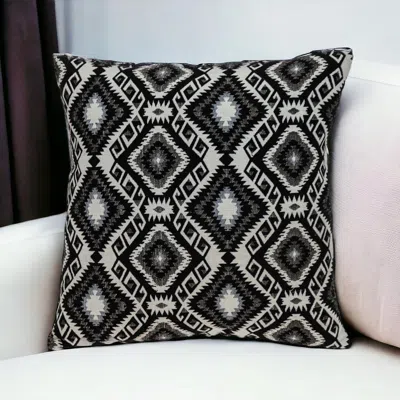 Homezia Jet Black And White Geo Throw Pillow